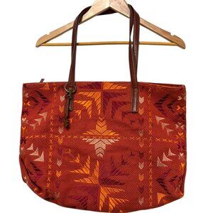 LUCKY BRAND Large Fabric Tote Embroidered Weekender Size VGC